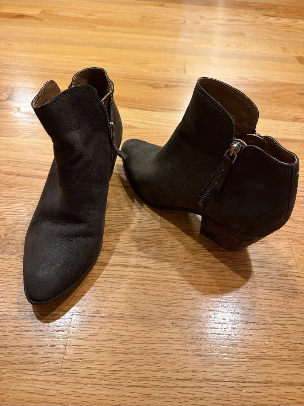 Frye Ankle Bootie in Dark Brown - Stylish Two Zip Side